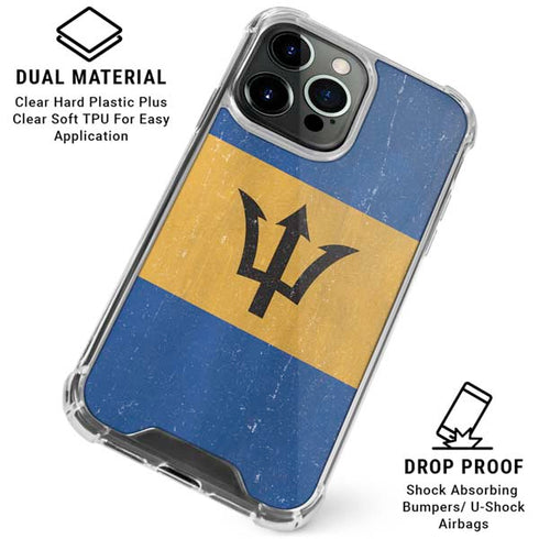 Barbados Flag Distressed iPhone 16 Pro Max Clear Case